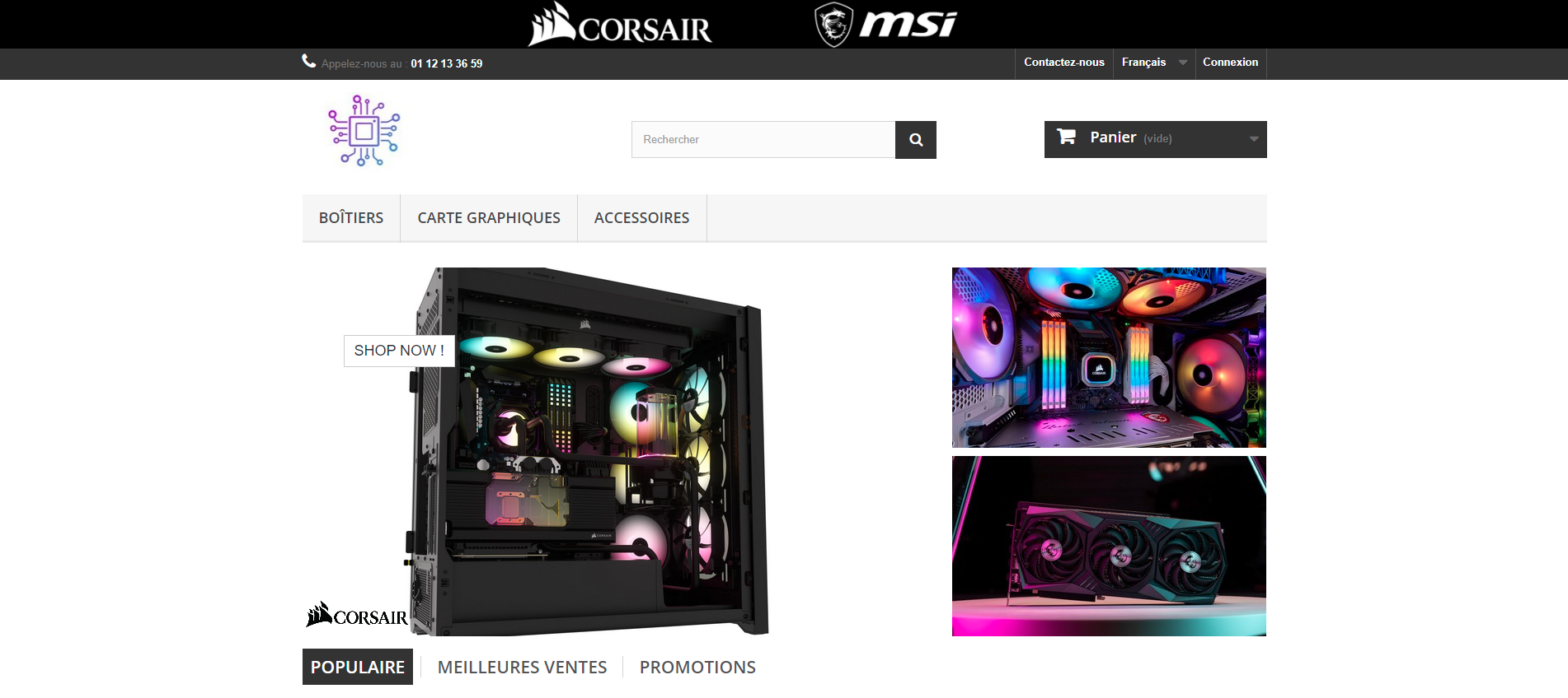 Notre page d'accueil