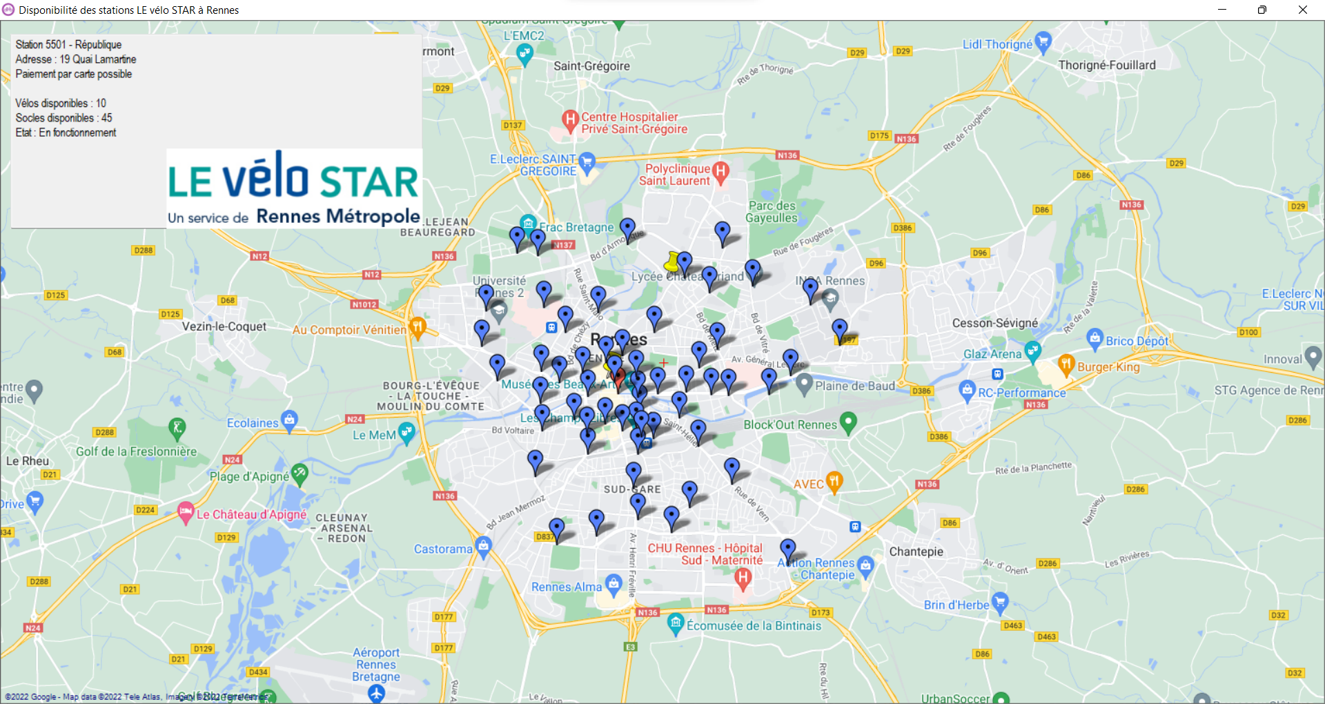 Ecran d'affichage à l'ouverture de l'application