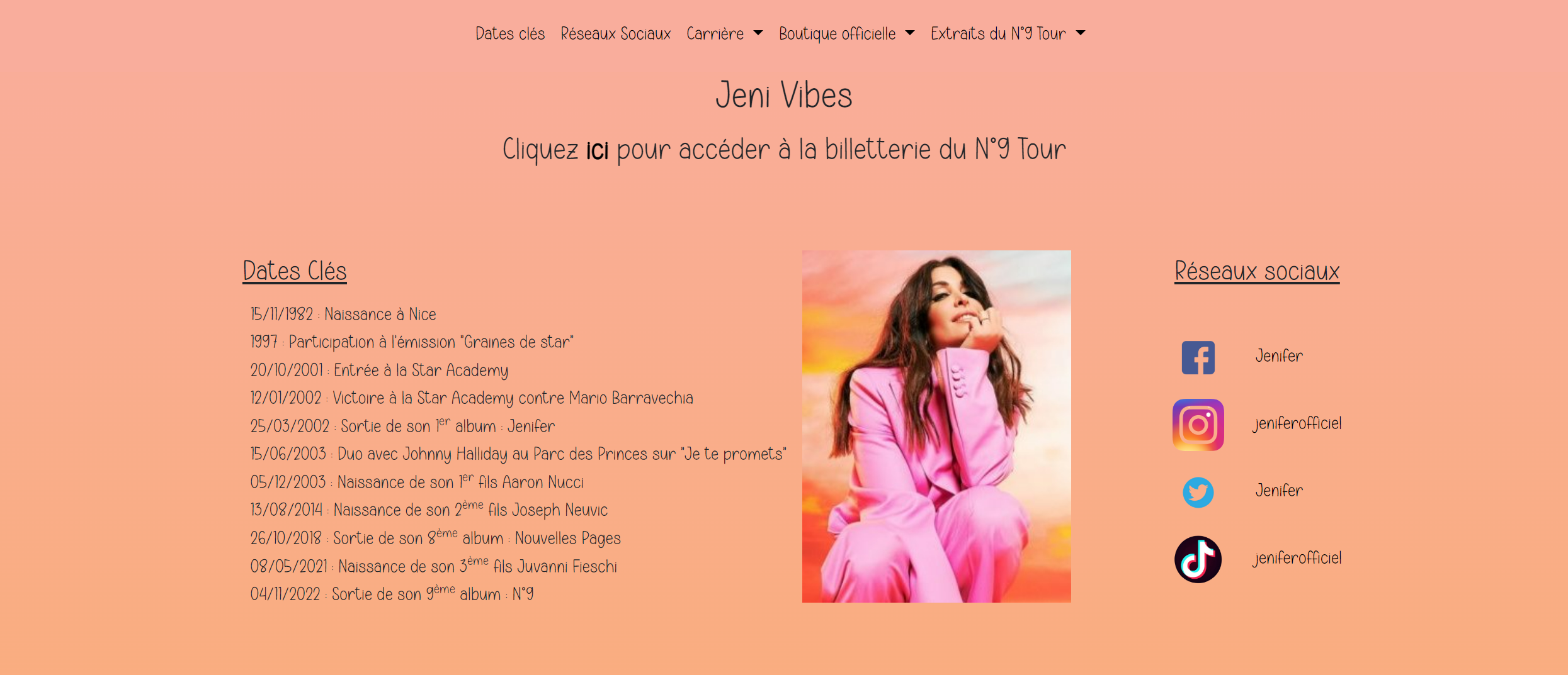 Image du haut de la page du site Jeni Vibes