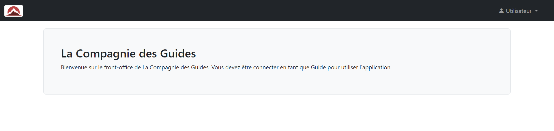 Image d'accueil de la vue d'un guide lambda non connecté